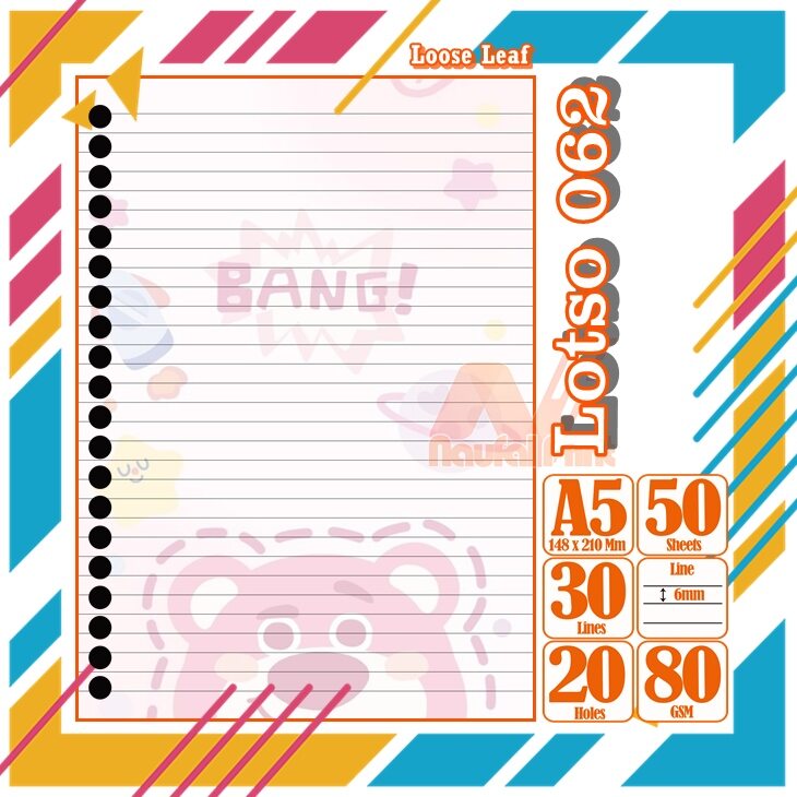 Binder A5 Loose Leaf Leef Karakter Lotso Toy Story Pink Boneka Lucu Isi 50 Lembar isi Ulang full warna lucu pelajar buku mahasiswa sekolah siswa kertas Vol- 21
