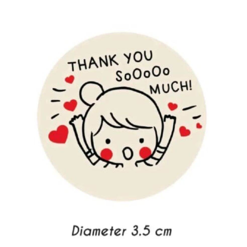 Stiker Thank You Lucu | Label Kemasan | Ukuran 3.5 cm | Lazada Indonesia