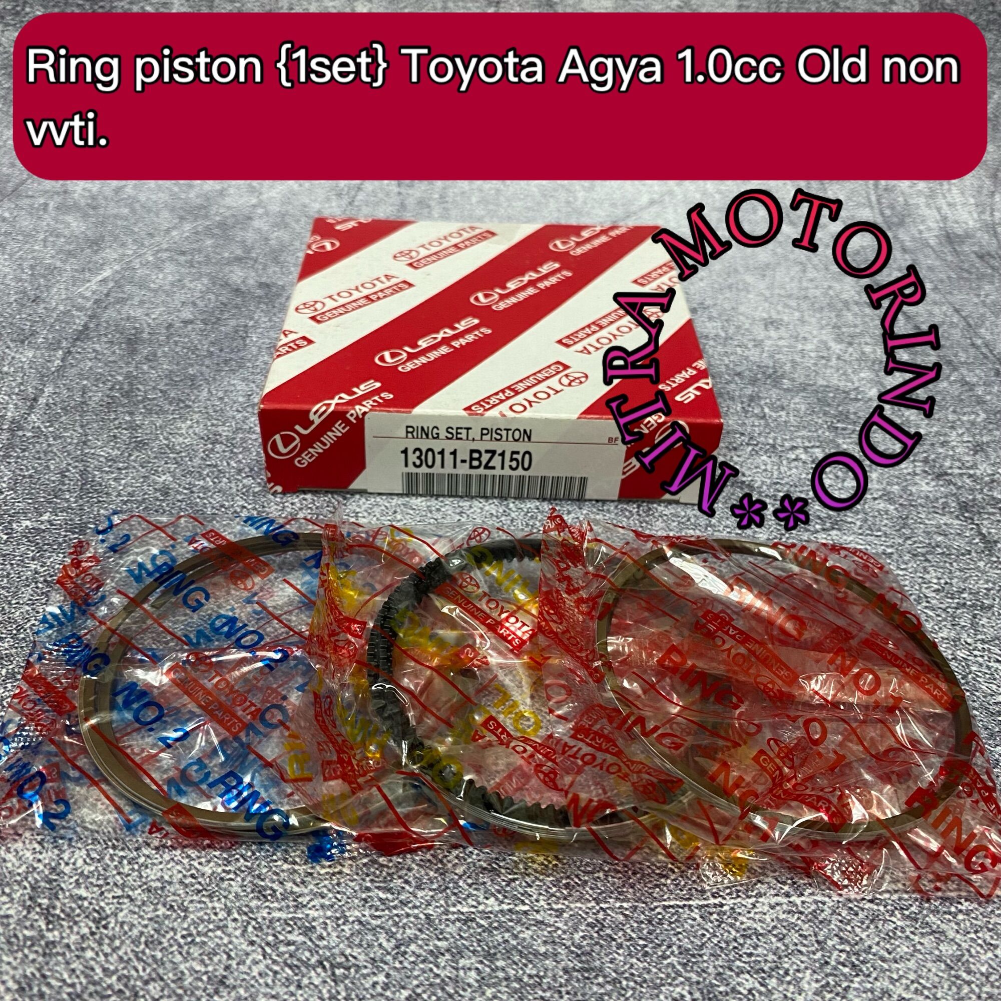 Ring piston/Ring seher Toyota Agya 1.0cc old 13011-BZ150 Harga  255,000 Ringgit*Penghantaran Percuma