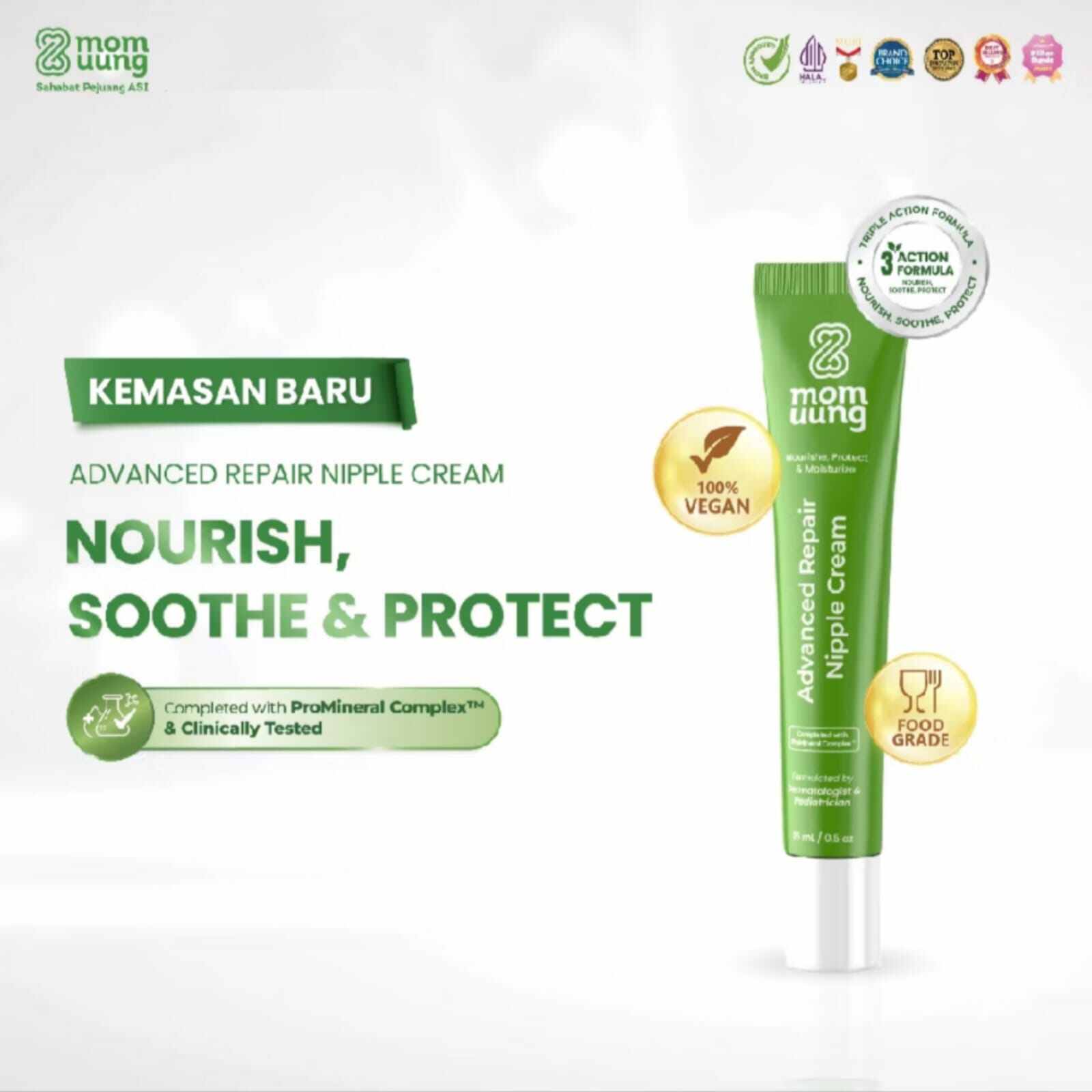MOM UUNG Nipple Cream 15ml - Krim Puting Lecet Aman Masuk Mulut Bayi
