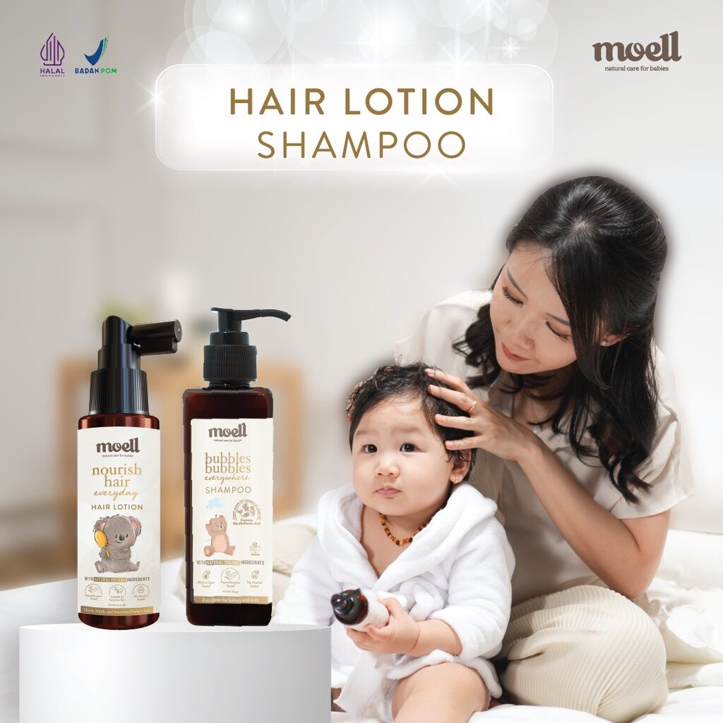Moell Bundling Nourish Hair Everyday - Hair Lotion Anak 100ml + Shampoo 185gr