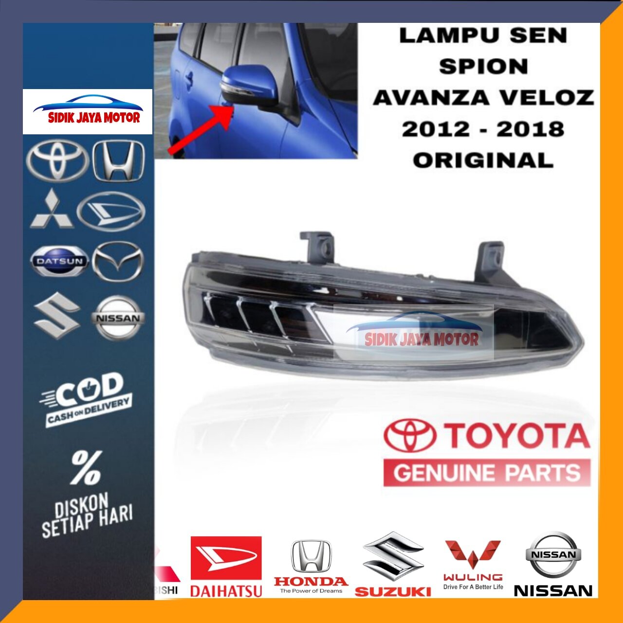 Lampu Sen Spion Avanza Veloz Original 2012 2013 2014 2015 2016 2017 2018 2019 Lampu sein avanza Veloz bagian kanan dan Kiri Harga 155,000 rupiah*Gratis Ongkir