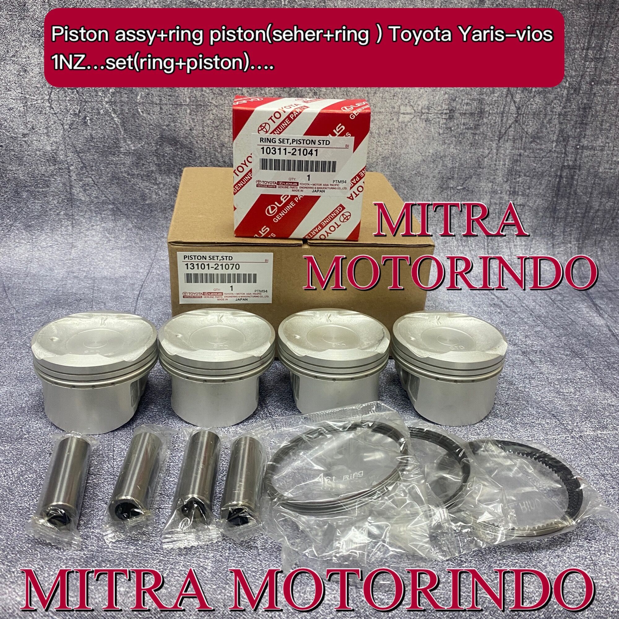 Piston assy set ring piston toyota yaris-vios 1NZ made in japan Harga 795,000 rupiah*Gratis Ongkir