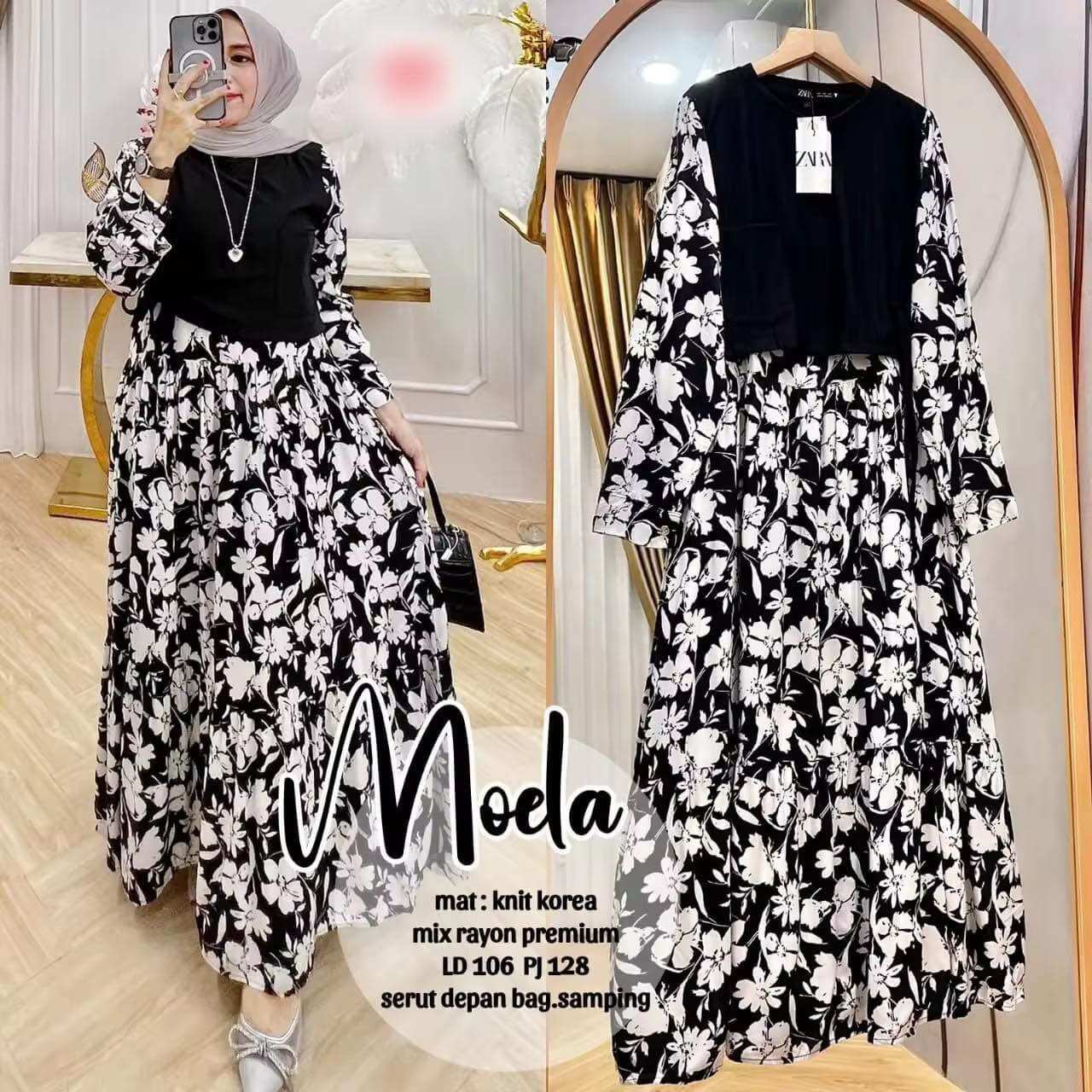 knee length casual modern filipiniana dress Women's Filipiñiana Dress with Detachable Sleeves main image 1