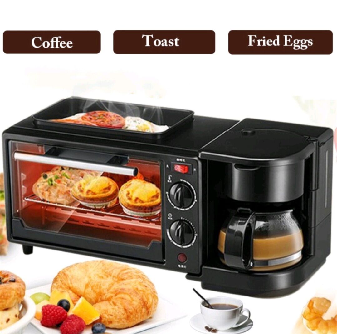 Breakfast Machine 3in1 Oven Pemanggang Roti Mesin Kopi Grill Pan