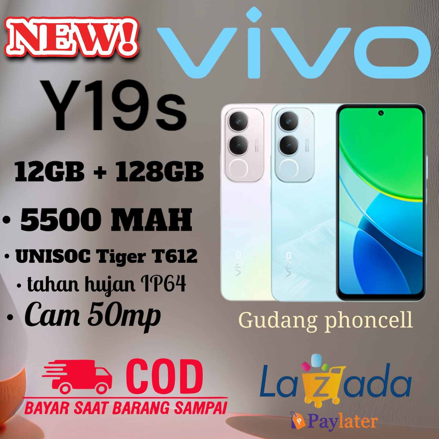 Hp vivo y19s 12+128 GB , batrai 5500 mah unisog T612 garansi resmi vivo 1 tahun (imei terdaftar) Harga  1,535,000 Ringgit*Penghantaran Percuma