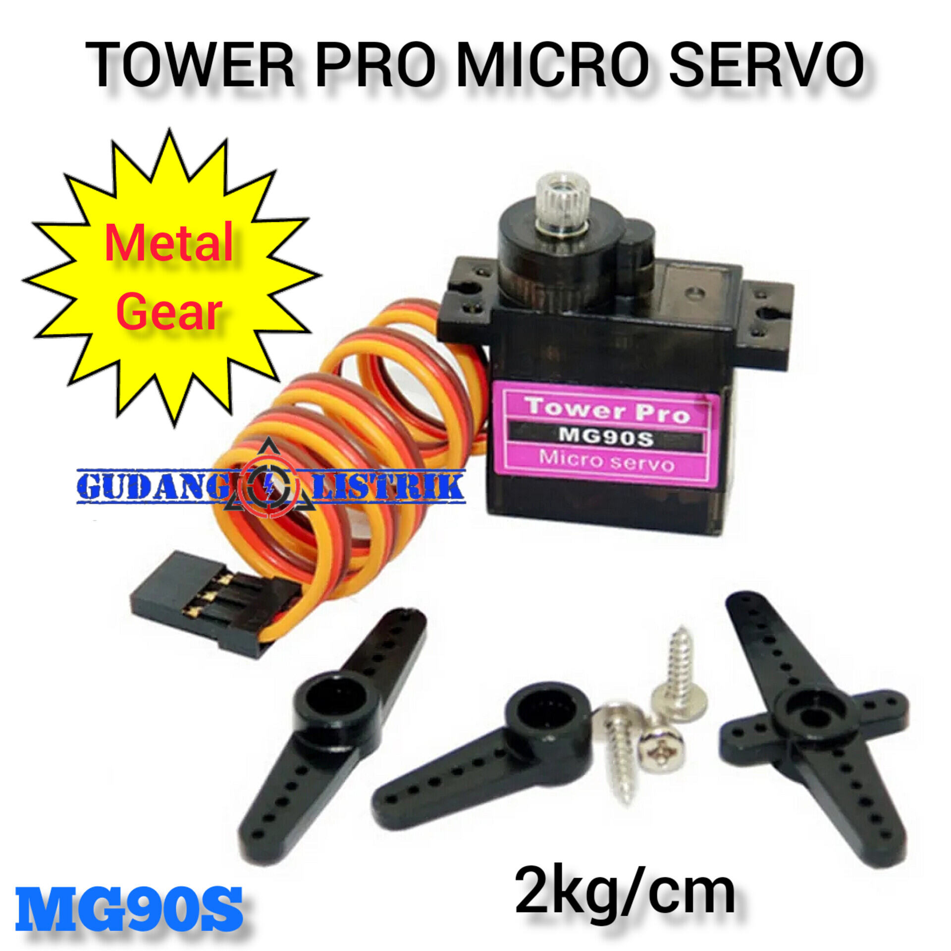 Tower Pro MG90S Metal Gear Micro Servo Motor 2kg/cm Lazada Indonesia
