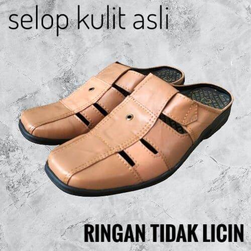 selop kulit pria/sepatu sandal kulit terbaru/sandal sepatu pria