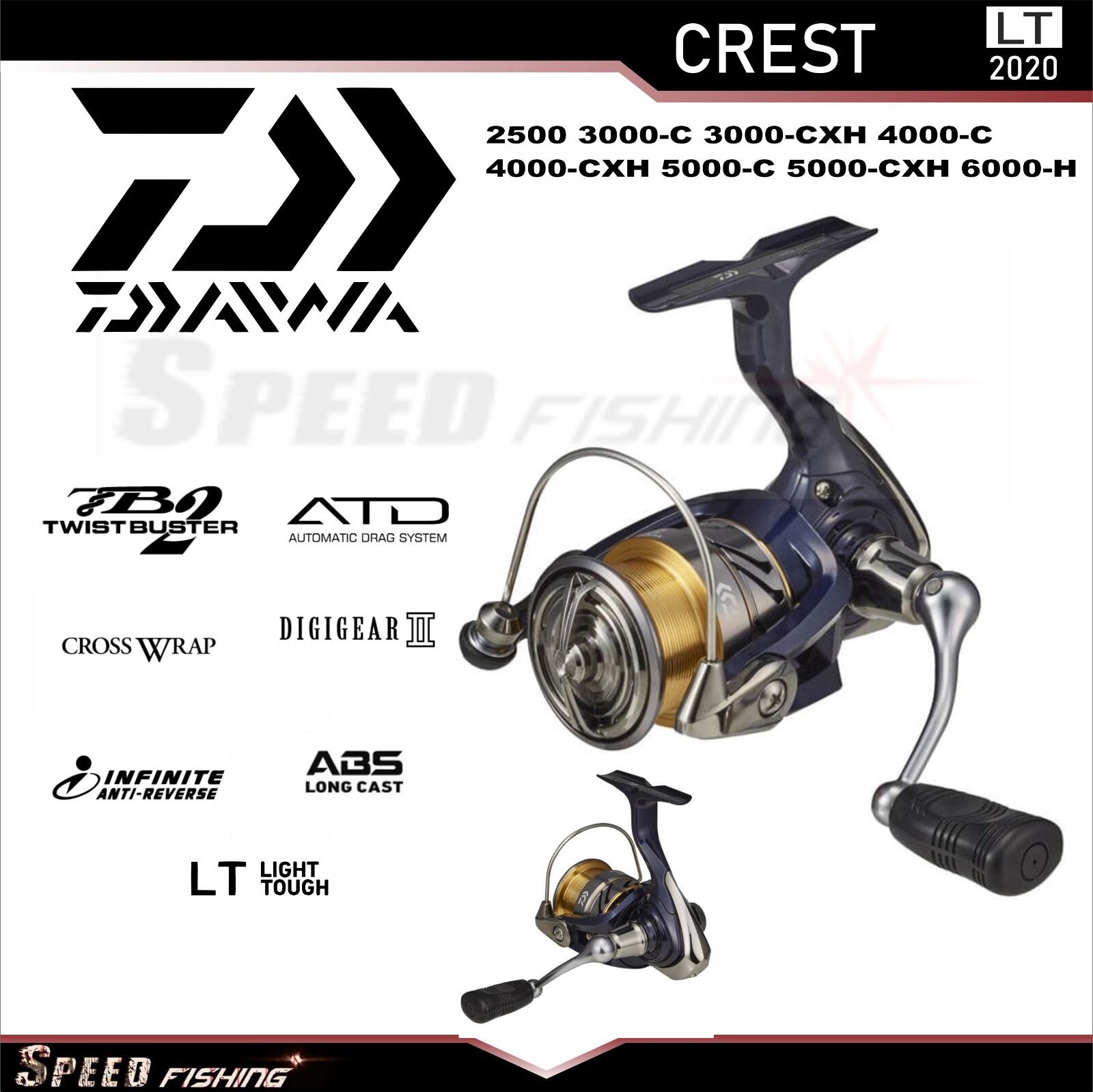 Reel Pancing Daiwa Crest 2020 LT 2500 3000 4000 5000 6000