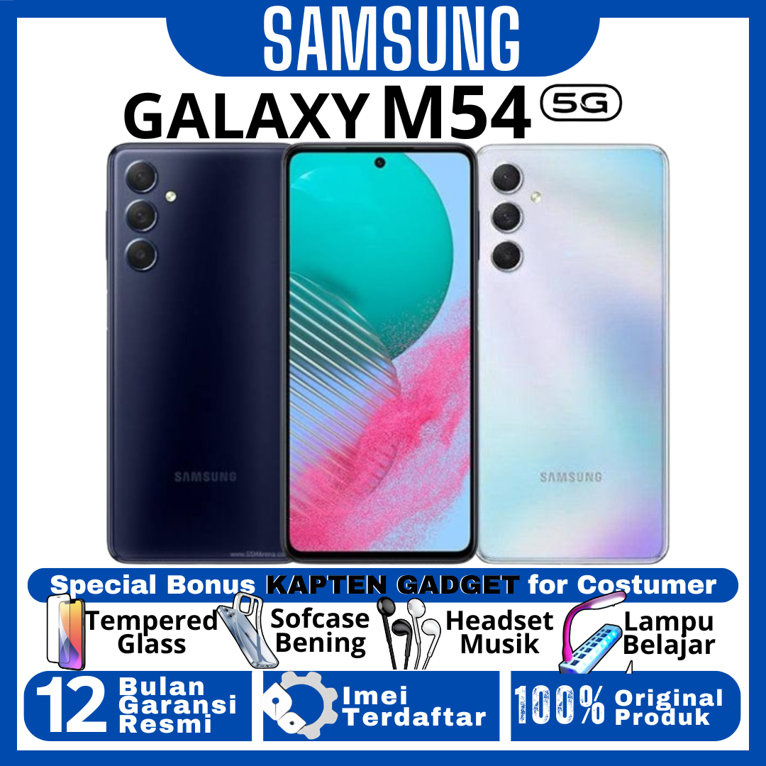 HP SAMSUNG M54 5G 8/256 GB Ram upto 16GB Big Baterai 6000mAh 100% BARU ORIGINAL GARANSI RESMI Giá 4,489,000 Đồng*Miễn phí vận chuyển