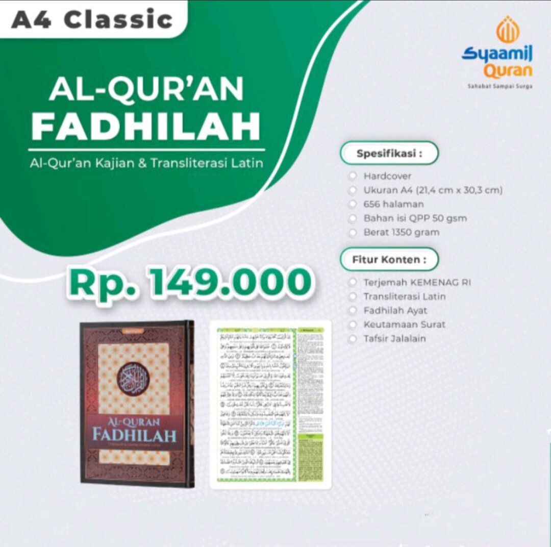 AL-QUR'AN FADHILAH : Al-Qur'an Kajian & Transliterasi Latin (A4 Classic ...