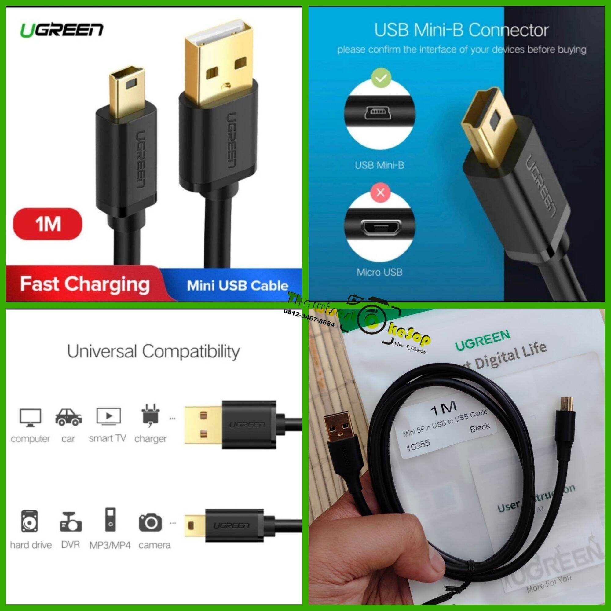 Ugreen Kabel Mini USB Mini B 5pin 1M 10355 Hardisk Hard Drive HDD ...