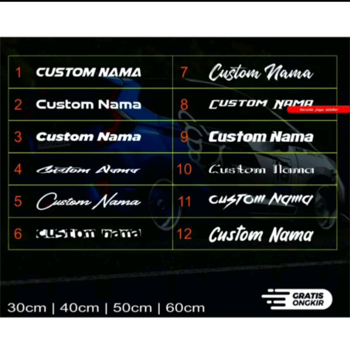 stiker nama custom kaca mobil cutiing stiker Harga 20,000 rupiah*Gratis Ongkir