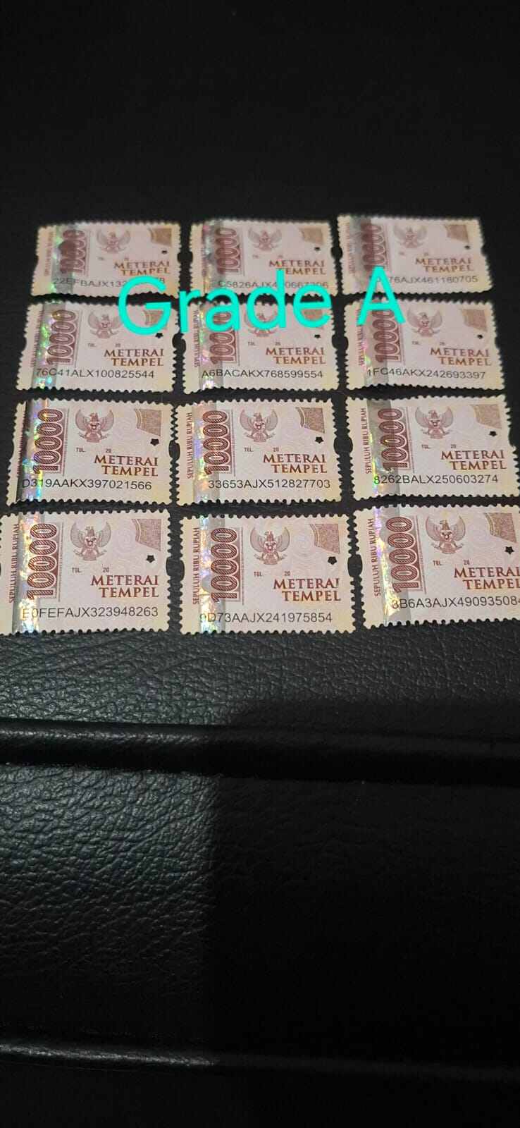 Materai asli 10000 grade A (11 pcs ) tanpa lem Harga 72,000 rupiah*Gratis Ongkir