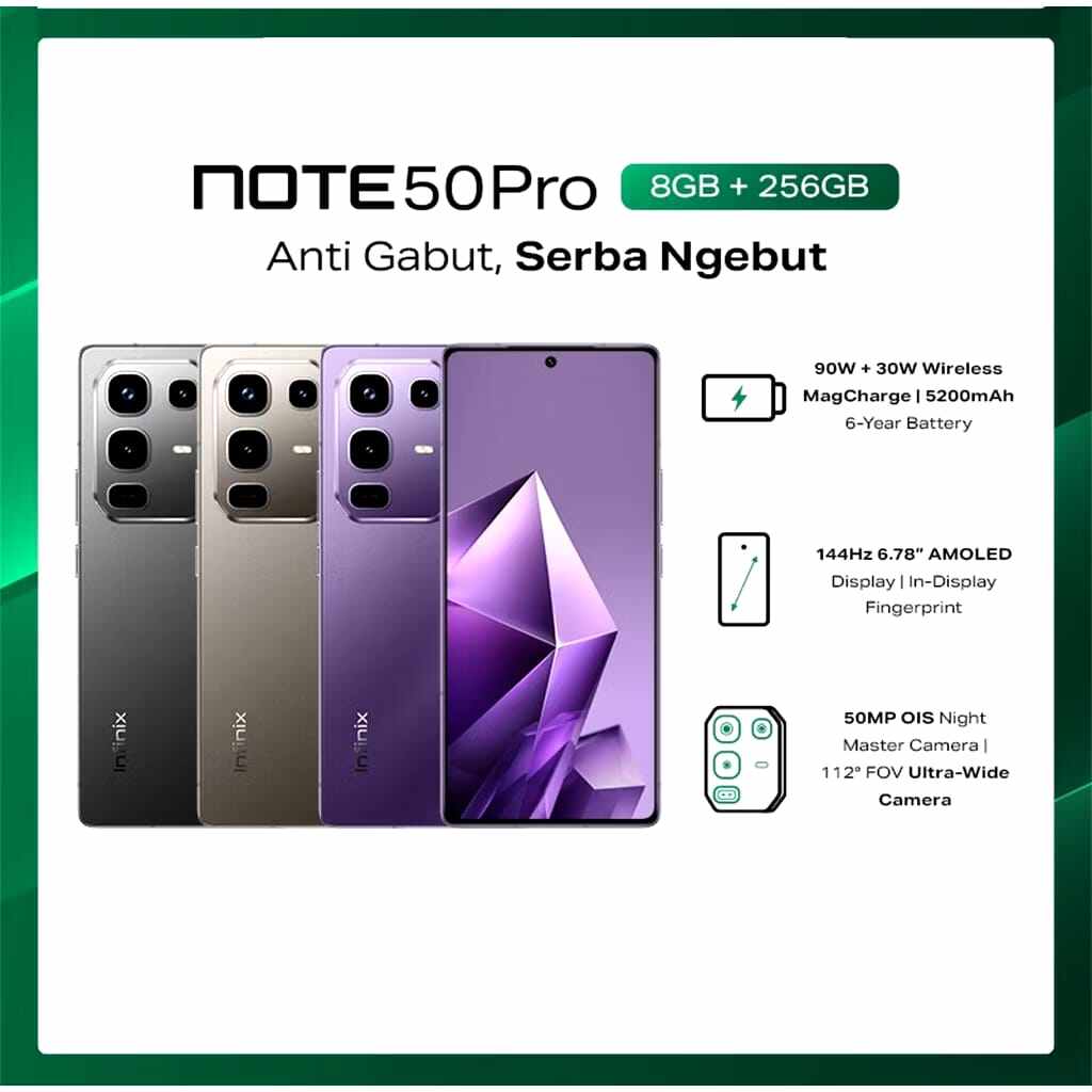 Infinix Note 50s 5G + & note 50x5G + B/256 GB official warranty Harga  120,000 Ringgit*Penghantaran Percuma