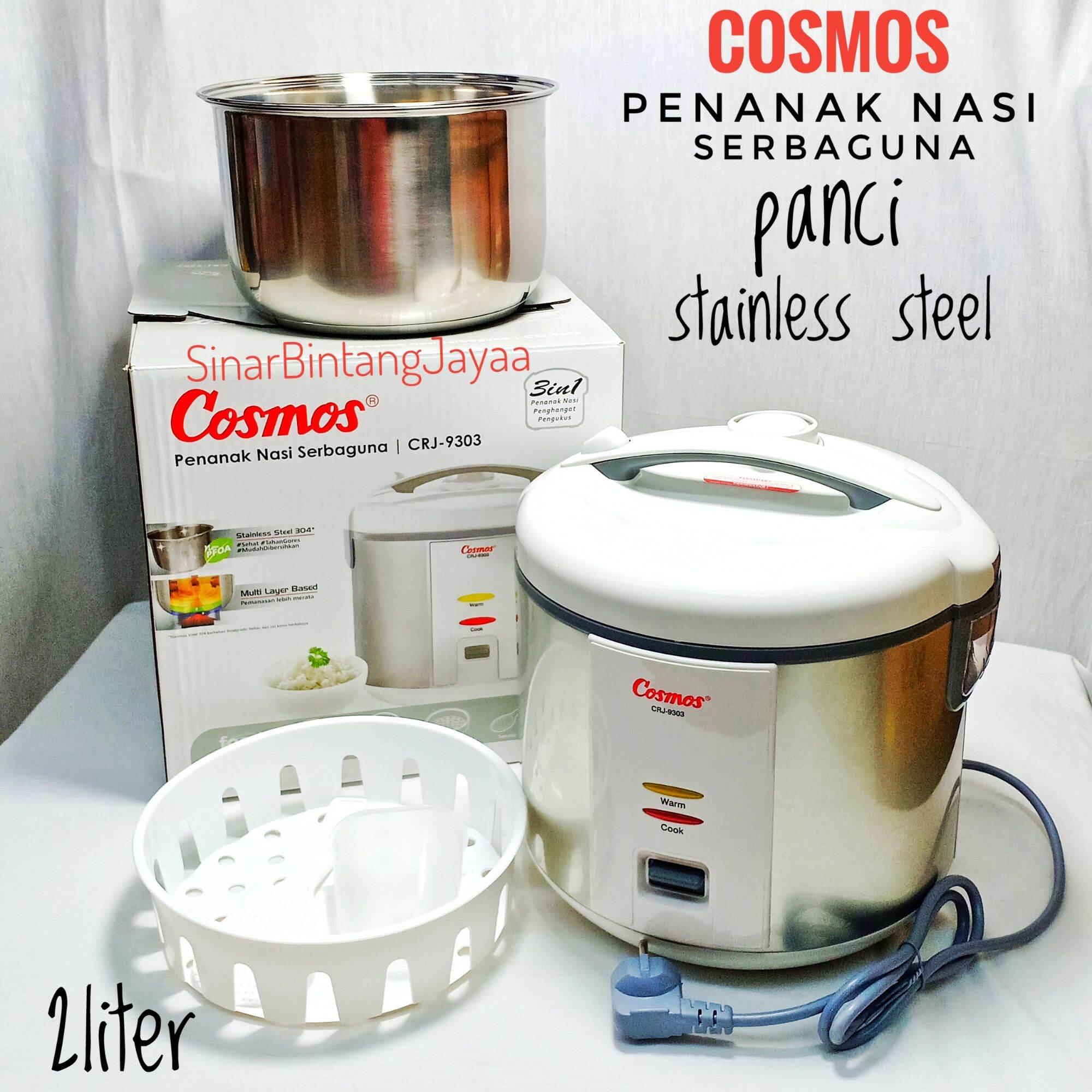 COSMOS Magic Com 2Liter Crj9303 Panci Stainless Steel Rice Cooker