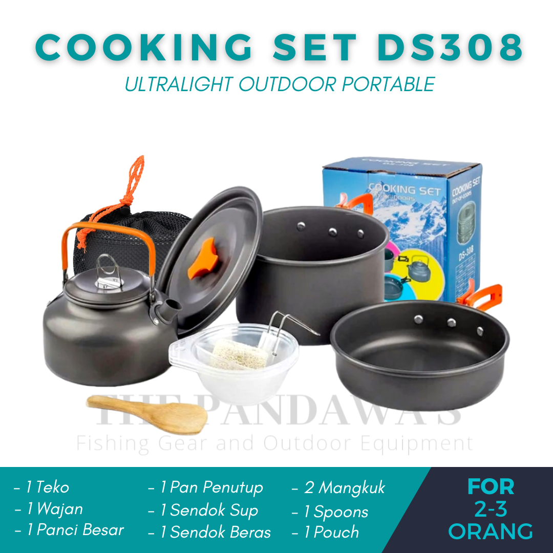 Cooking Set Ds308 Plus Teapot Cooking Tools Camping Stove Outdoor Portable Pan Set Nesting Ds 308