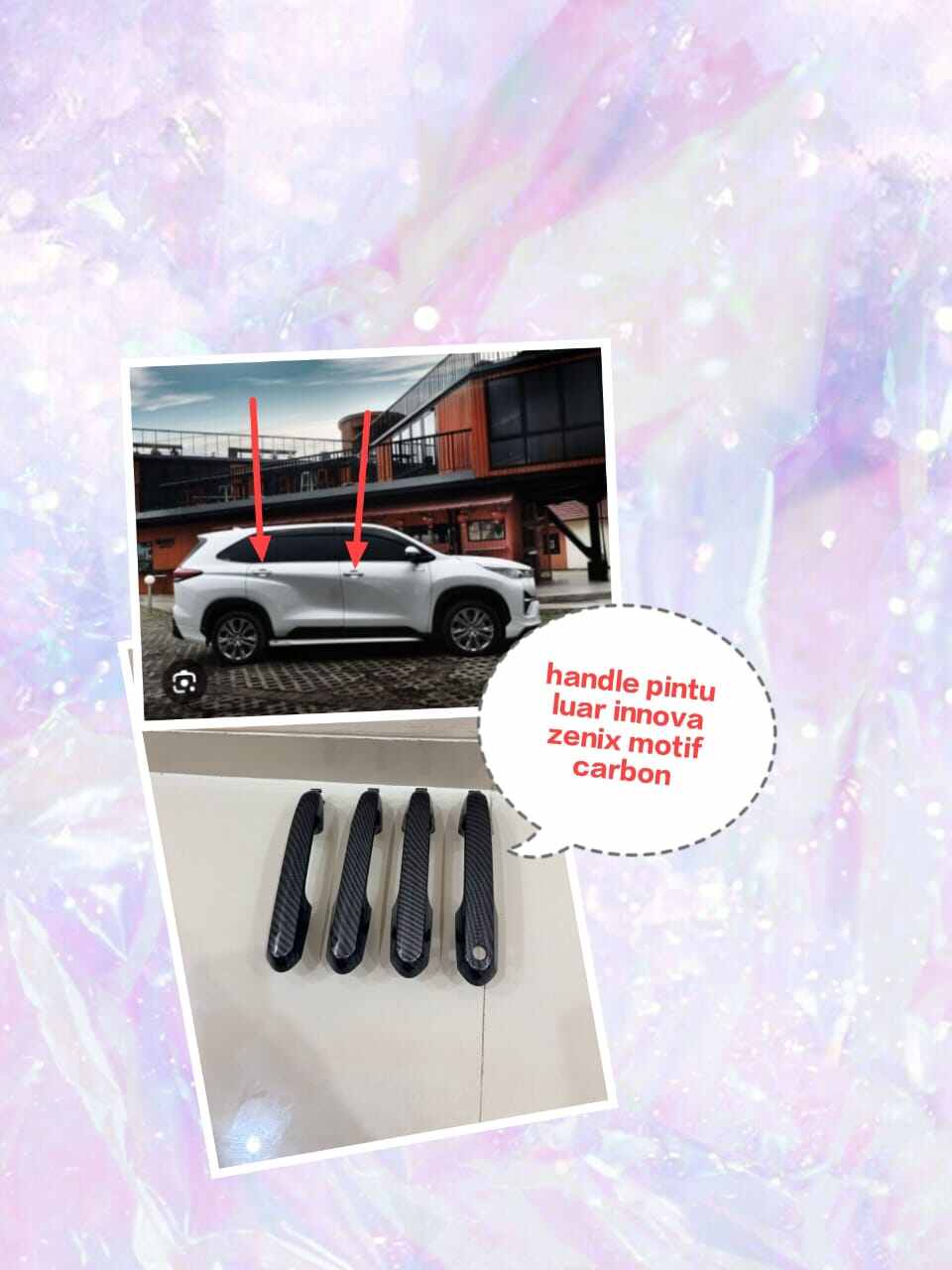Toyota Innova Zenix exterior door opener handle pull motif carbon model replace not paste all type original Giá 320,000 Đồng*Miễn phí vận chuyển