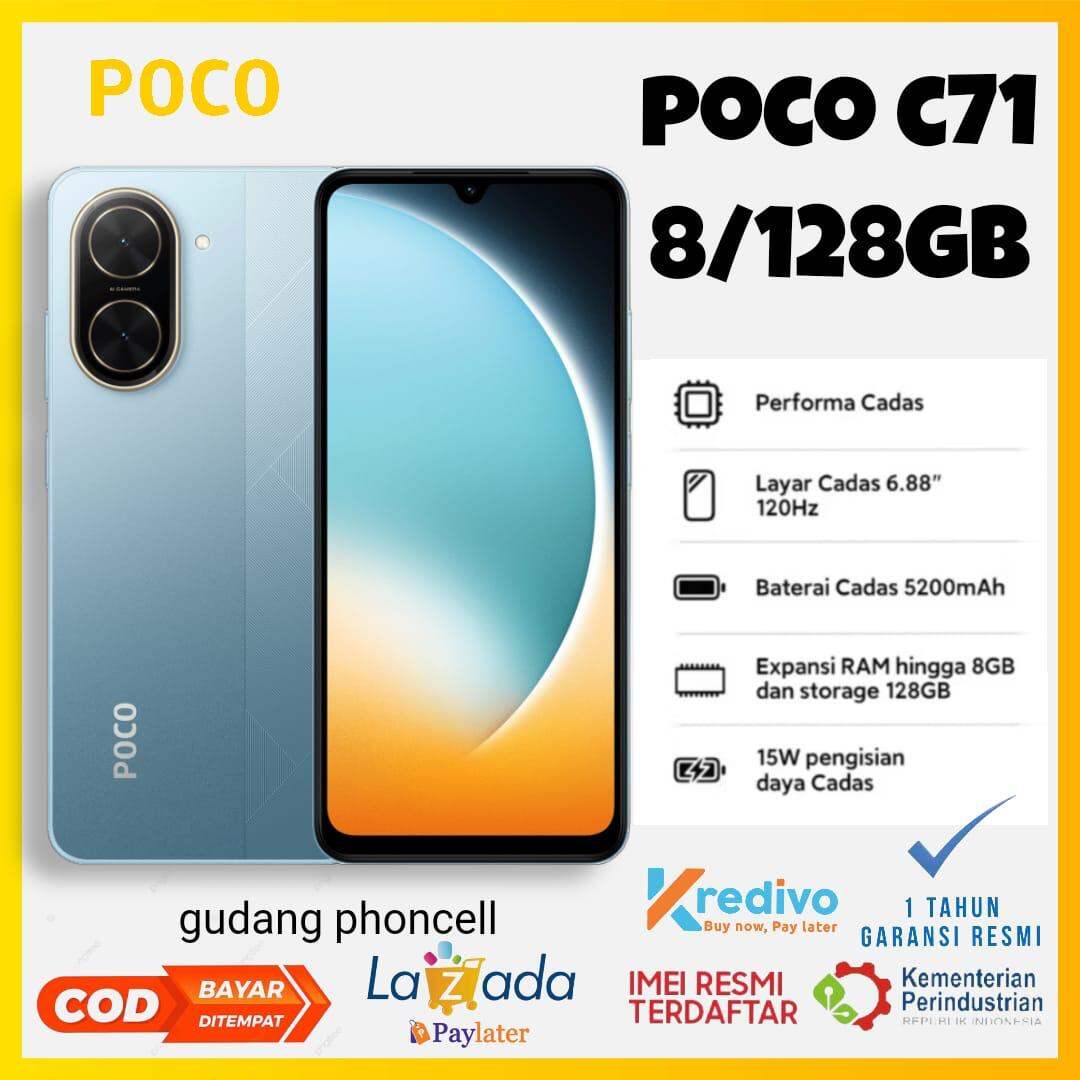 Poco C71 8+128 Gb 32Mp Camera Unisoc T7250 1 Year Official Warranty Harga 1,295,000 rupiah*Gratis Ongkir