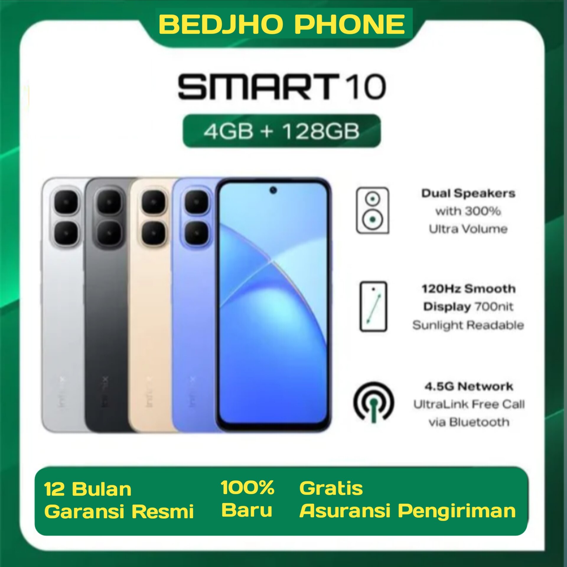 Infinix Smart 10 4/128GB original authorized warranty Harga  1,342,000 Ringgit*Penghantaran Percuma