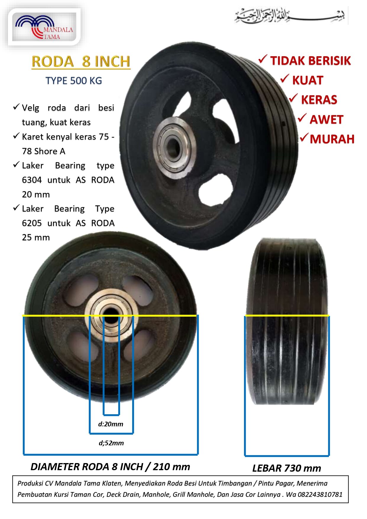roda gledekan troli 8 inch tapak lebar | Lazada Indonesia