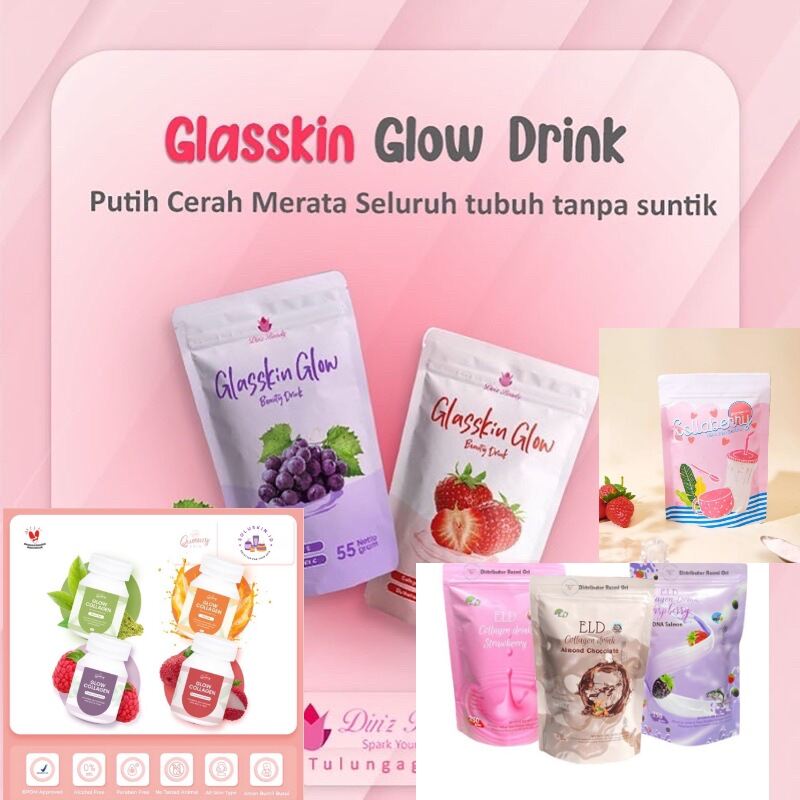 GLASSKIN GLOW GLAS SKIN GLOW GLOW COLLAGEN QUEENZY BEAUTY DRINK BY DINZ ...