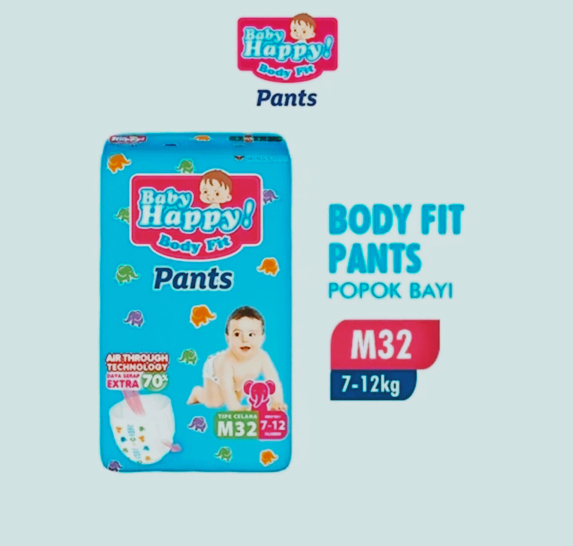 popok bayi Baby happy pants M32 ( tipe Celana ) Harga 44,900 rupiah*Gratis Ongkir