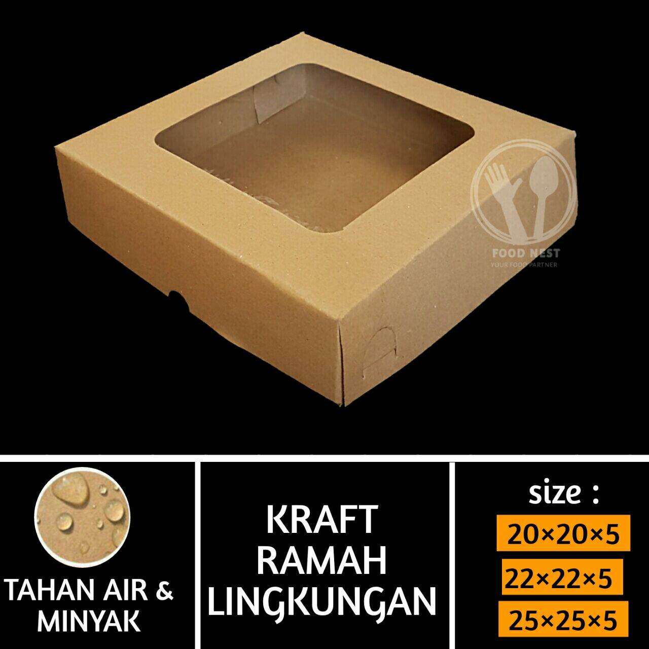 20x20x5 22x22x5 25x25x5 Dus Kraft Laminasi Dus Pizza Dus Roti Sobek Dus