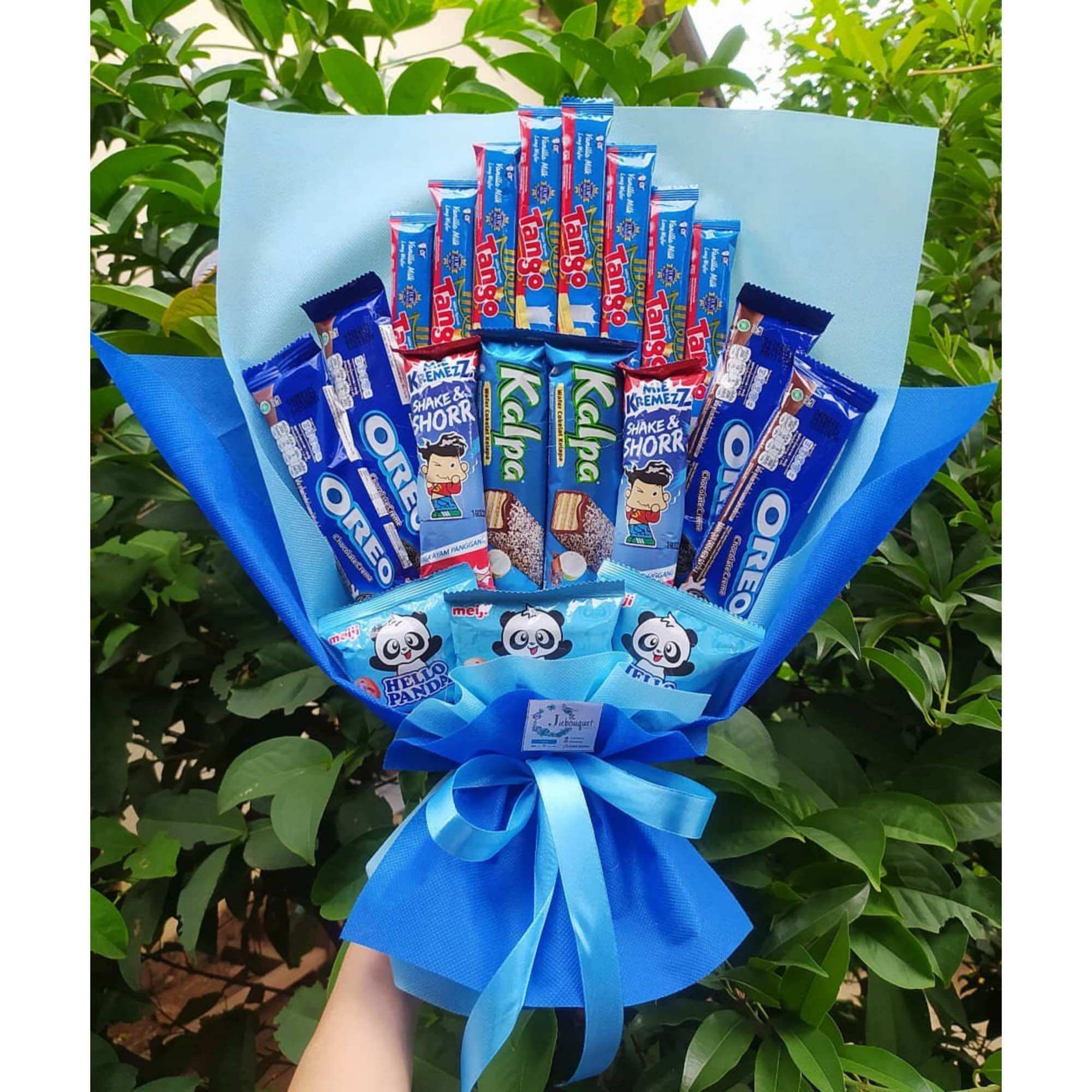 (S) BUKET SNACK BIRU MEWAH ELEGAN SERBA BIRU / Anniversary