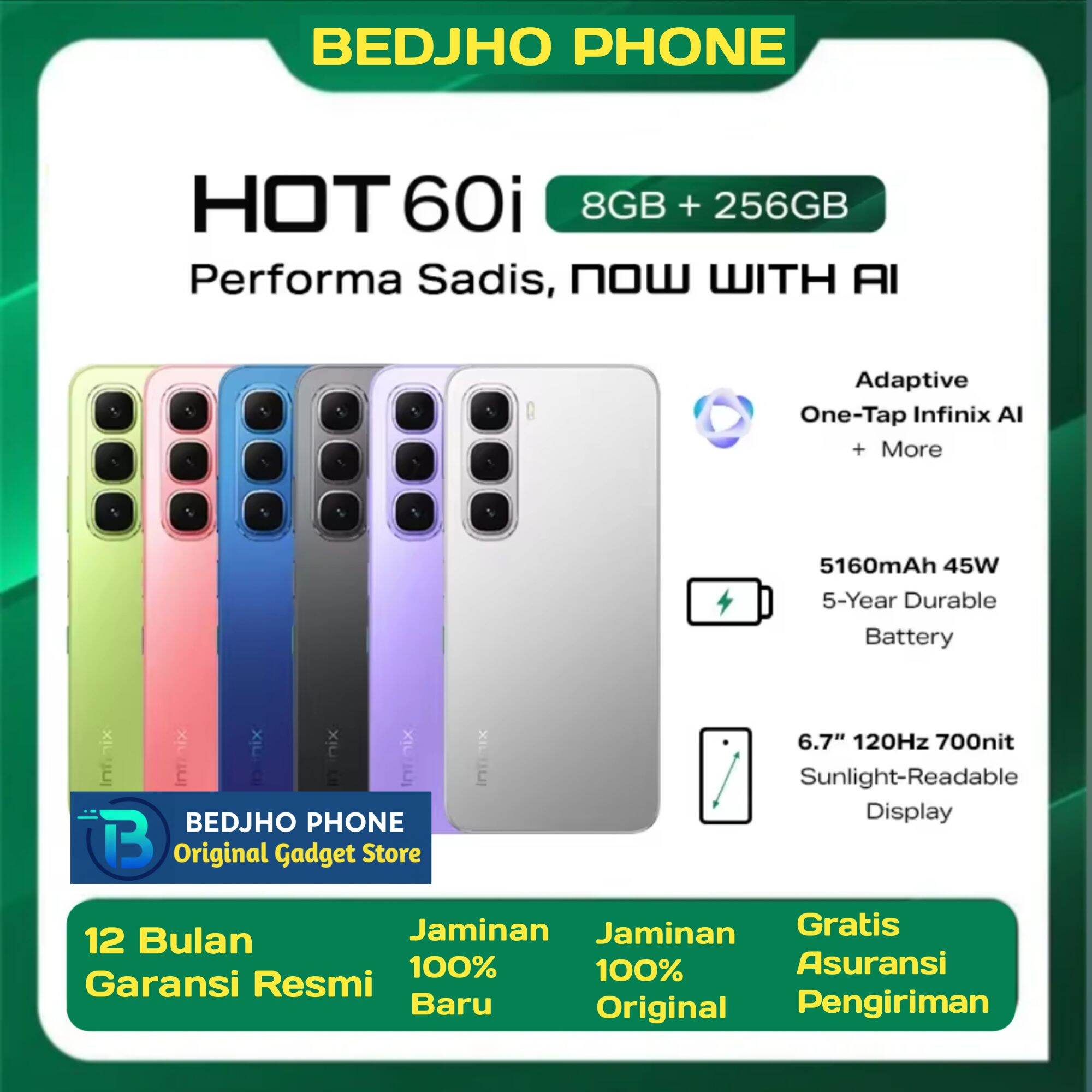 Infinix Hot 60i 8/256GB official warranty Harga  1,955,000 Ringgit*Penghantaran Percuma