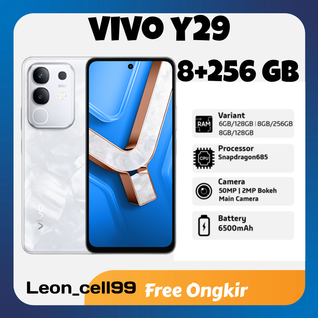 Vivo Y29 NFC 8 + 256 GB Snapdragon g685 batrai 6500 mAh fast charge Harga  2,085,000 Ringgit*Penghantaran Percuma