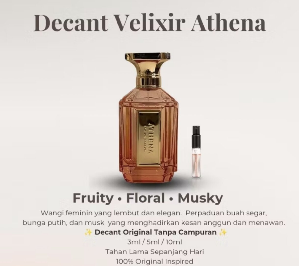 Velixir Athena Decant Velixir Athena Original 1-10ml Travel Size EDP | Lazada Indonesia