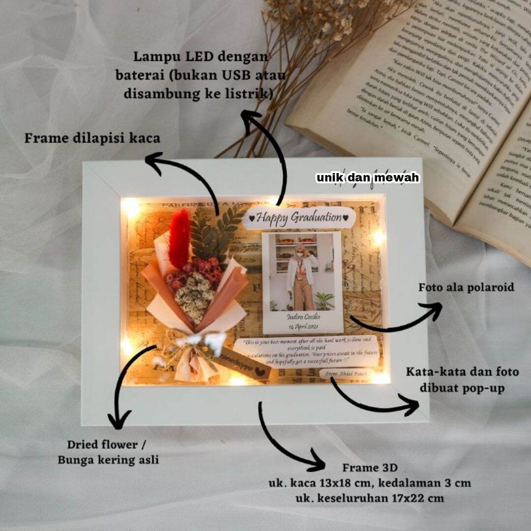 30X25Cm Decorative Lamp with Edelweiss buket bunga Led Scrap Box Frame Photo Frame 3D Popup Photo Fram…