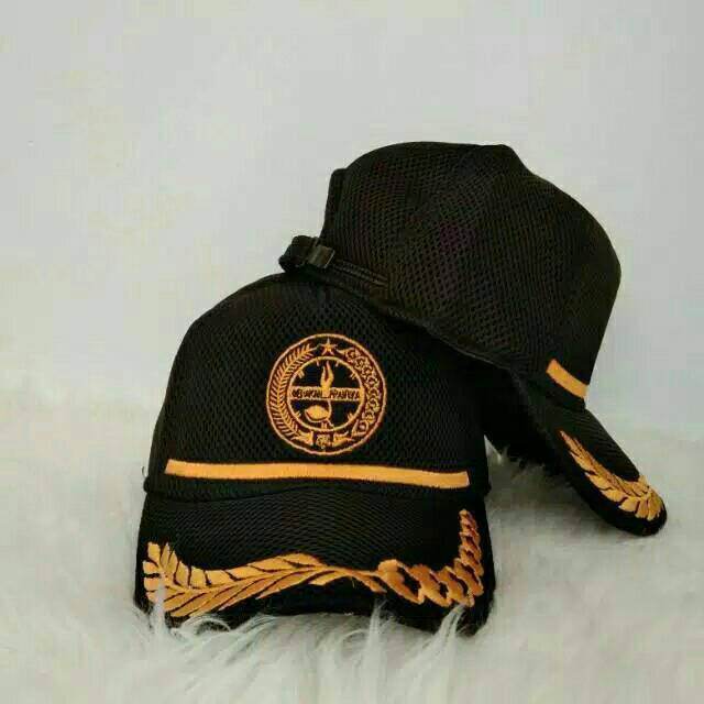 Topi PRAMUKA Padi Kapas Jaring double mess Model Topi Perwira Topi ...