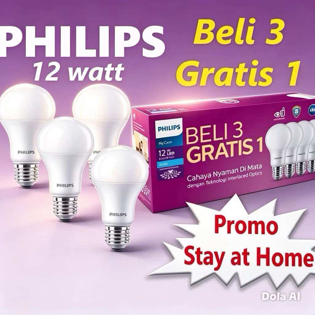 Beli 3 Gratis 1 Philips LED Bulb Cahaya Nyaman Di Mata dengan Teknologi Interfaced Optics