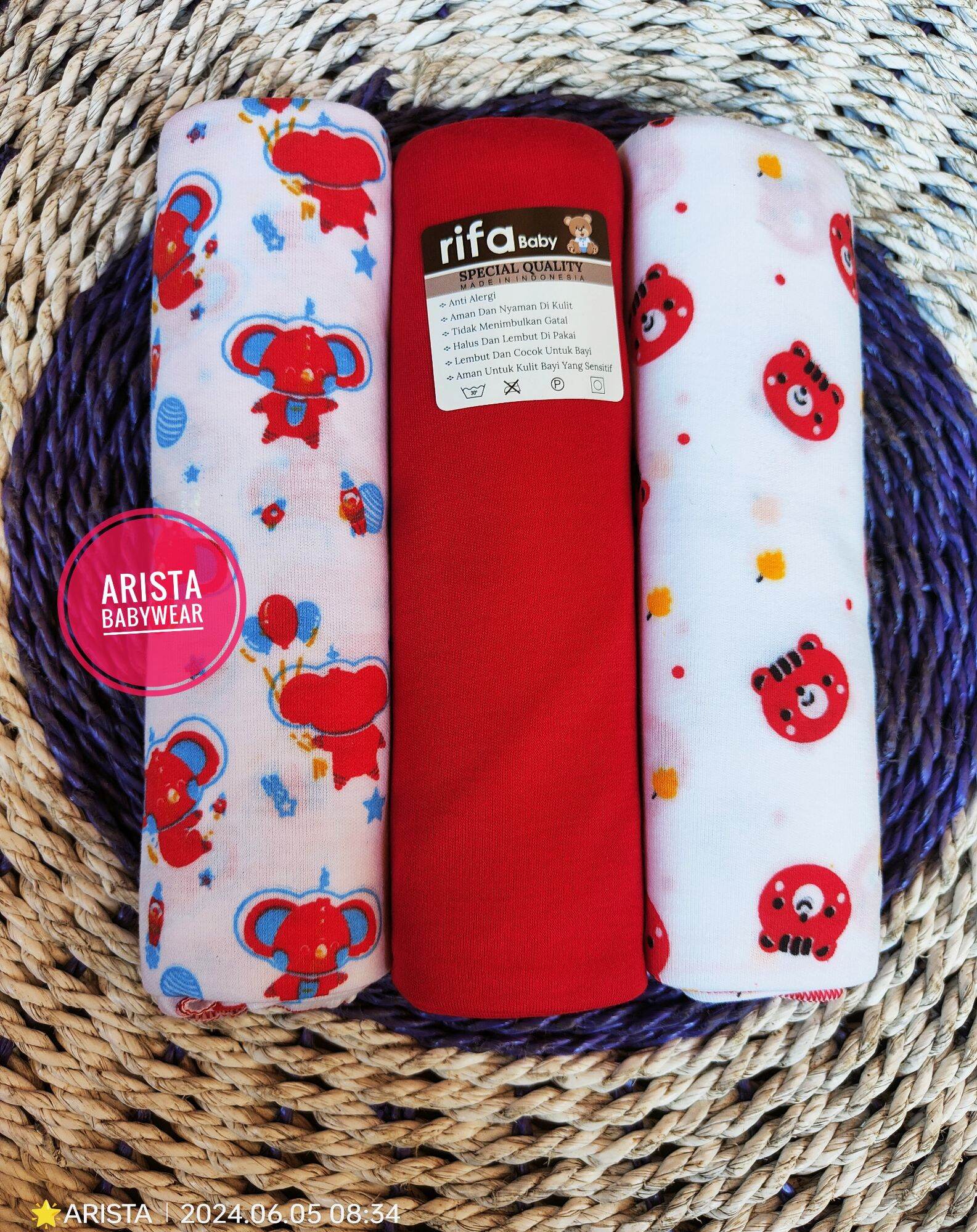ARISTAbaby - (3pcs) bedong bayi motif UK.90x110cm