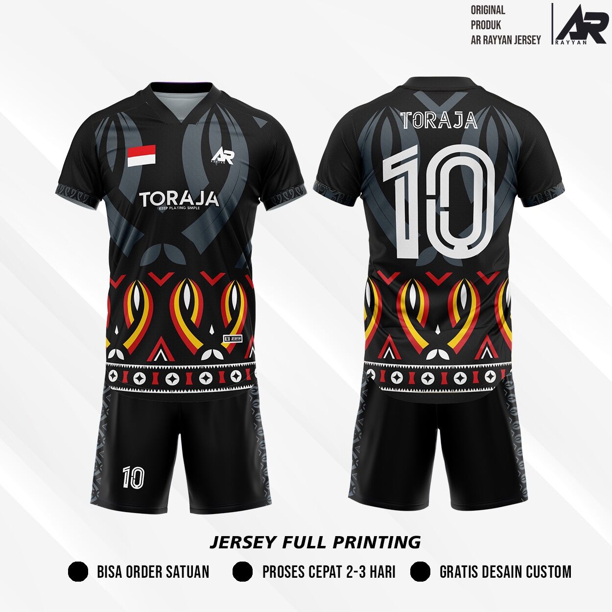 Jersey Baju Bola Futsal Custom Full Printing Motif Batik Toraja