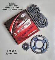 GEAR SET GIR PAKET KHARISMA-KARISMA X 125-SUPRA X125 LAMA OLD-SUPRA X 125 DD 2007-2008 (SCOYCO)