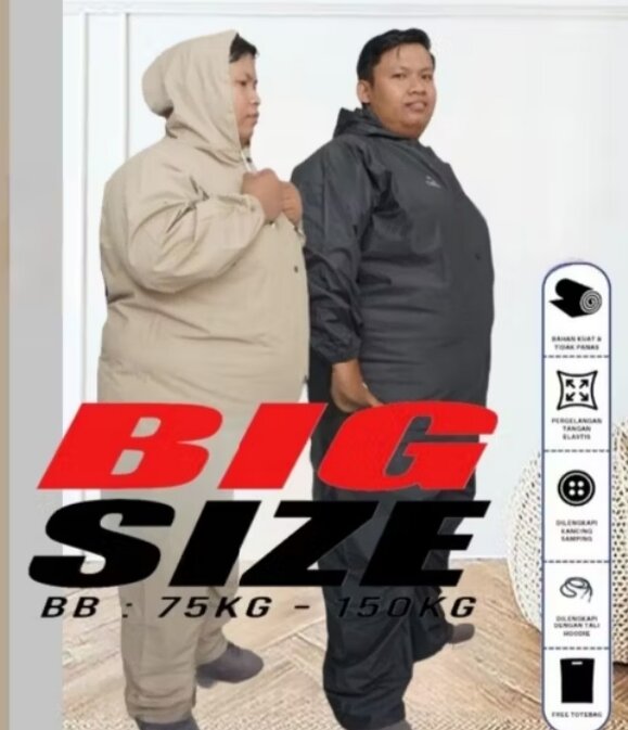 Big Size Raincoat Jumbo Raincoat for Men and Women, Leak-Proof, Thick Pvc Material Harga 15,985 rupiah*Gratis Ongkir