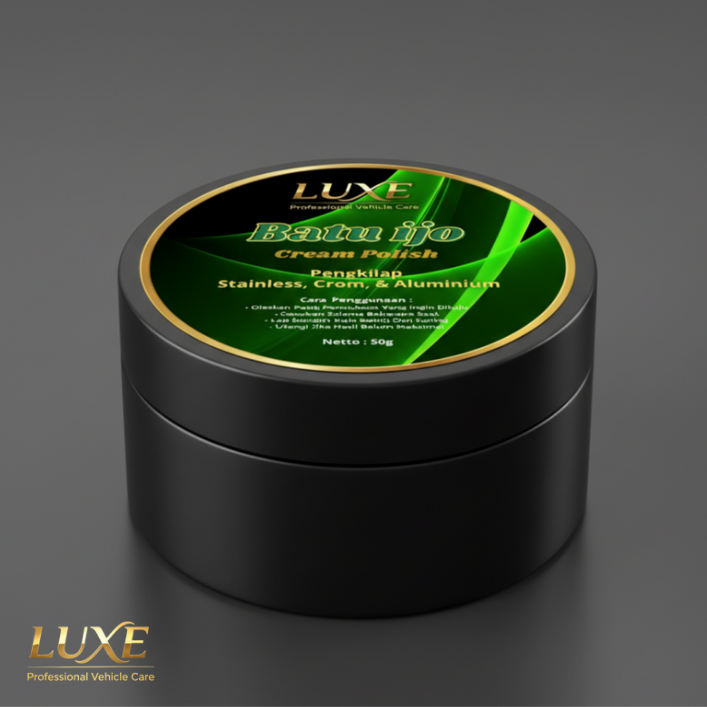 Luxe Stone green cream polish-gloss for stainless metal, Crom, aluminum. Harga 15,000 rupiah*Gratis Ongkir