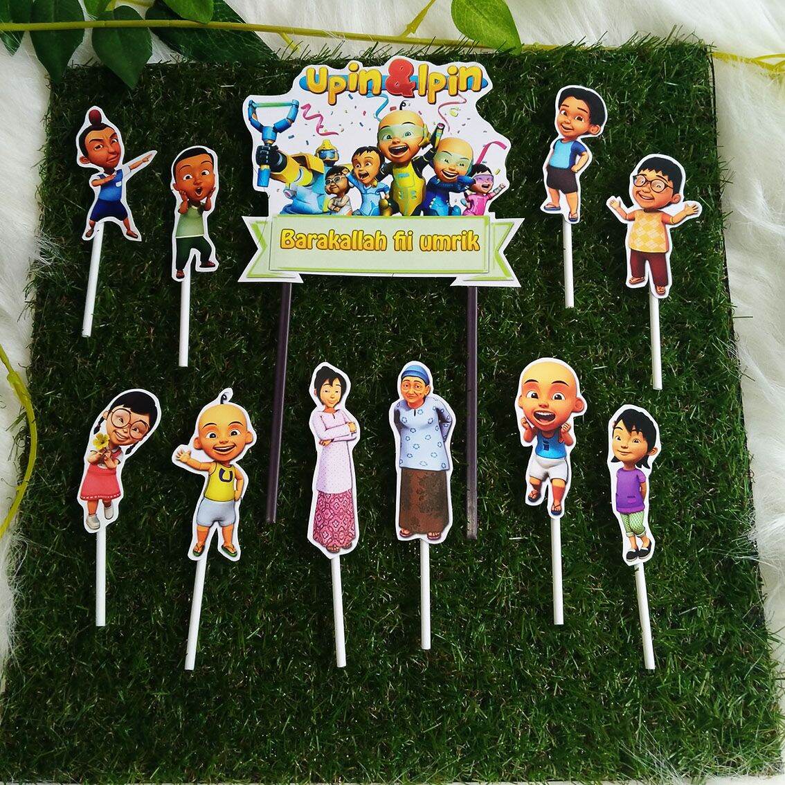 Topper Cake Upin Ipin hiasan kue ulang tahun Barakallah | Lazada Indonesia
