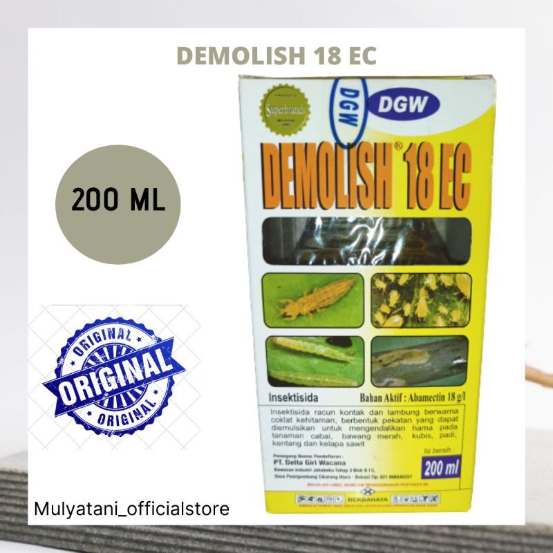 Demolish 18 EC Insektisida Unggulan DGW 200 ML Original Kemasan Pabrik Free Kaos Harga  143,500 rupiah*Gratis Ongkir