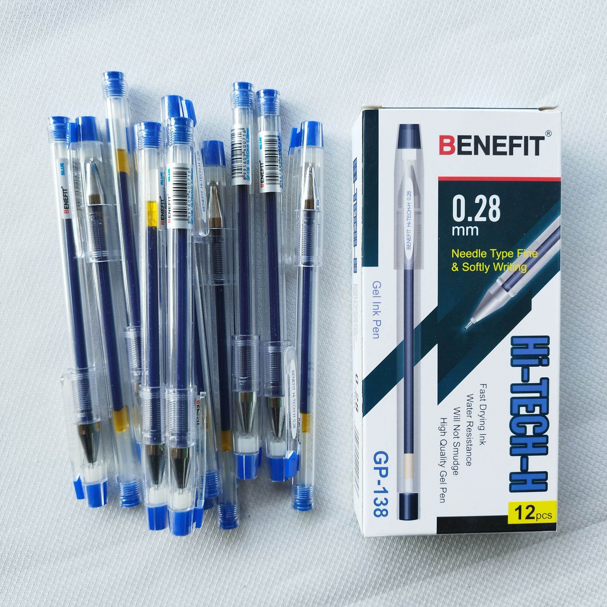 Pulpen Hitech Joyko Warna Biru 0.28mm 1 Pak Isi 12 & 6 Pcs