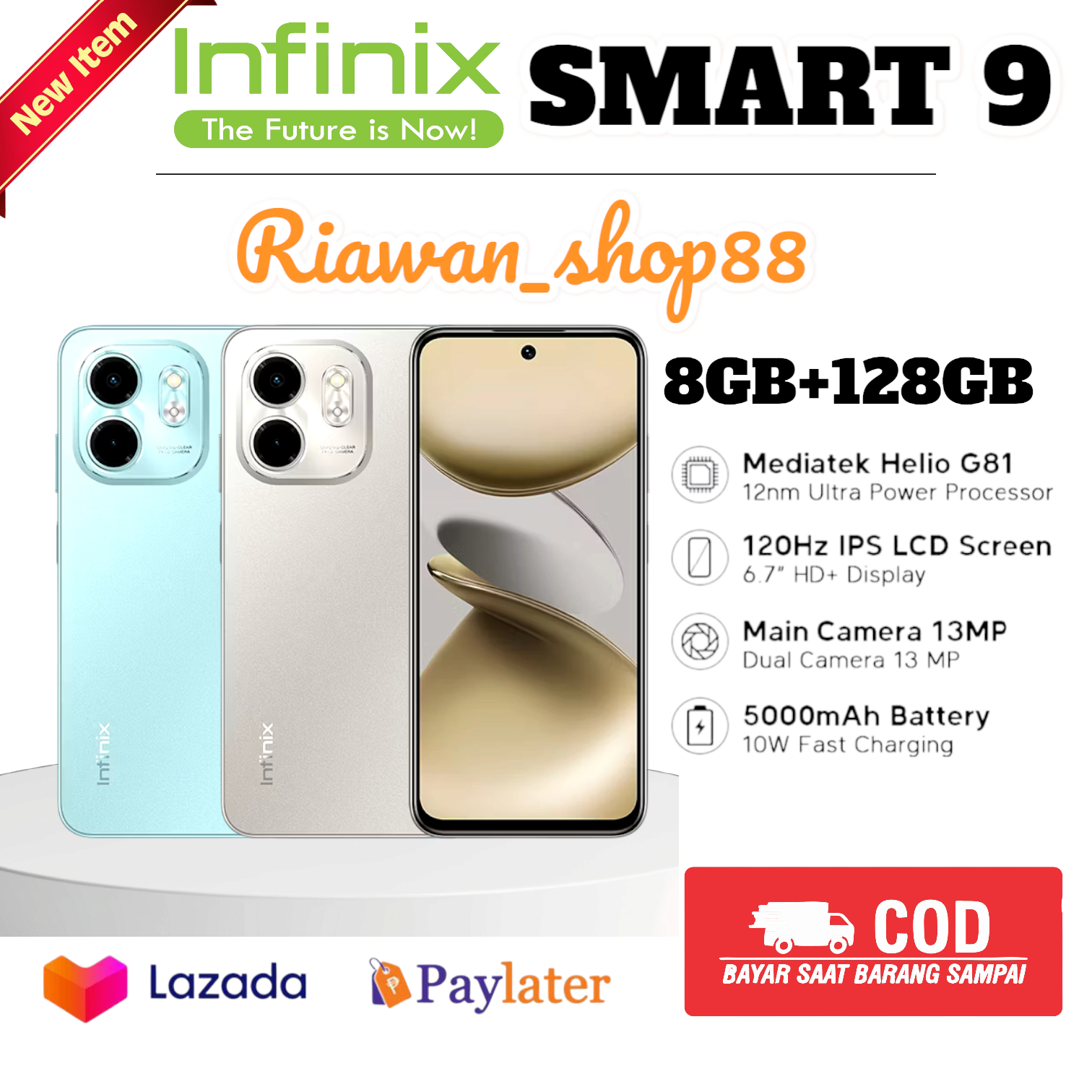 HP Infinix smart 9 6GB/64GB Cam 13MP, bat 5000mAh, Helio G81 official warranty 1 year Harga 1,145,000 rupiah*Gratis Ongkir