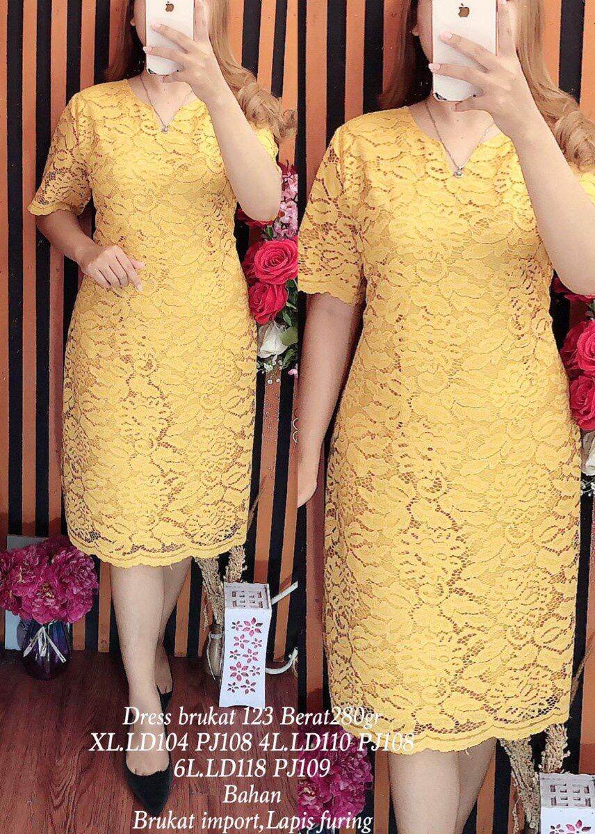 dress brokat El gana motif bunga kualitas import Lazada Indonesia