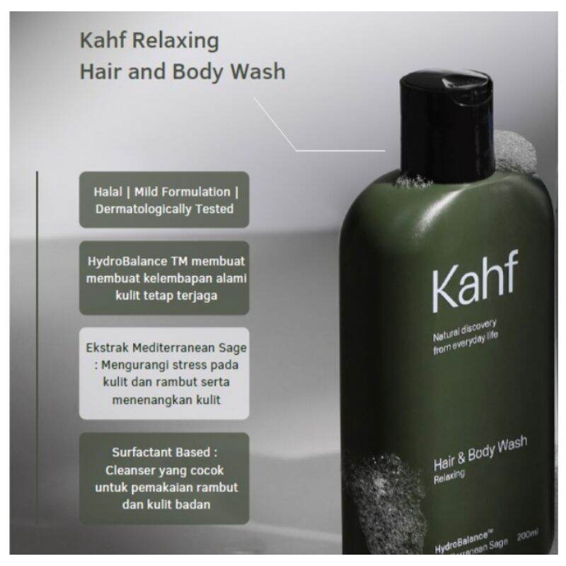 Kahf Hair And Body Wash Series 2in1 Sabun dan Sampo mandi Pria Original