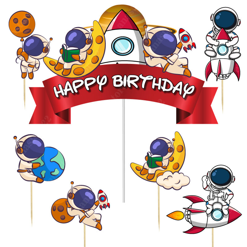 Cake Topper Karakter Astronot Happy Birthday Hiasan Dekorasi Kue Ulang Tahun Lazada Indonesia 