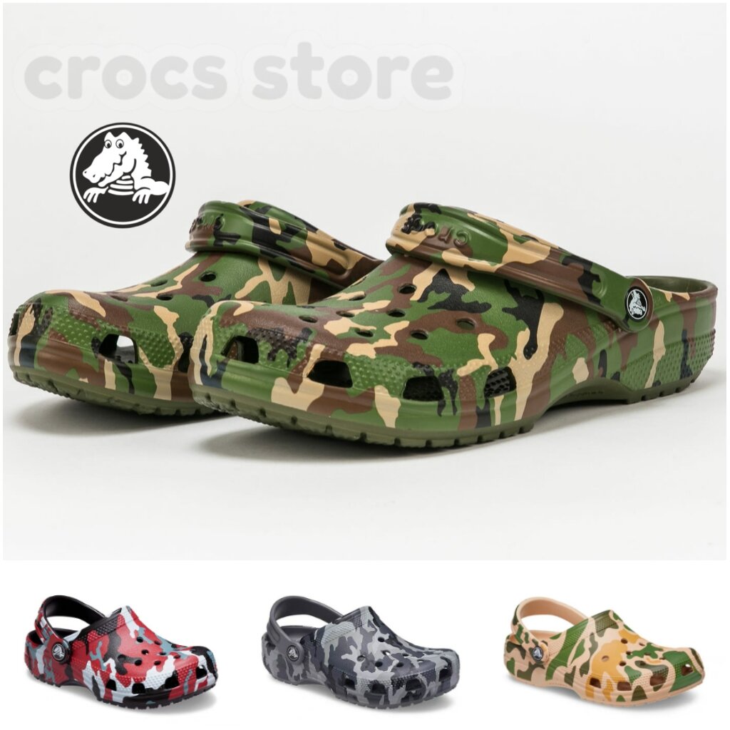 CROCS CLASSIC PRINTED CAMO CLOG UNISEX SEPATU SANDAL PRIA