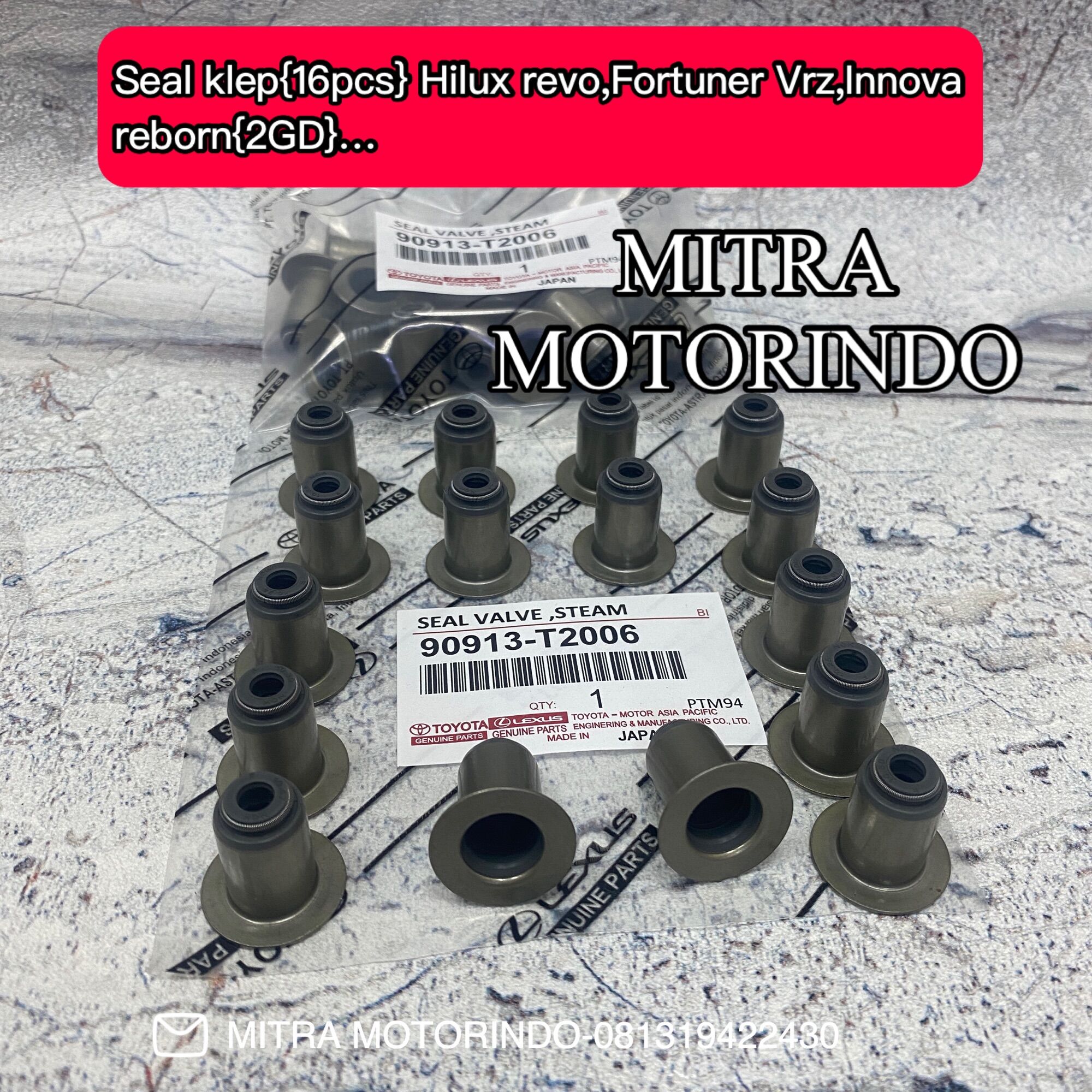 Seal klep-seal valve steam 1set/16pcs hilux revo,fortuner vrz,innova reborn 90913-T2006 Harga  168,500 Ringgit*Penghantaran Percuma