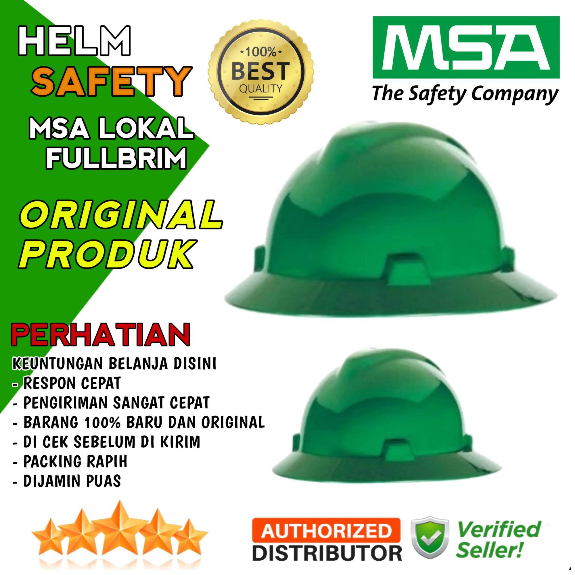 Helm Safety Msa Fullbrim Lokal Hijau Murah Berkualitas Sni Safety